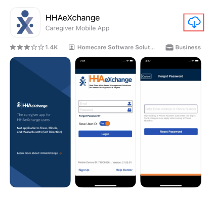 HHAeXchange app in Apple Store