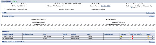 Patient Address Example Patient Multi-Address
