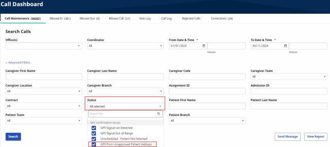Patient Address Example The Call Dashboard