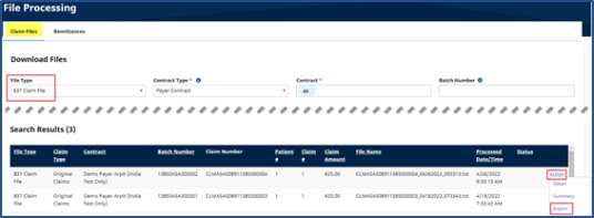 837 Claim Files and Linked Contracts