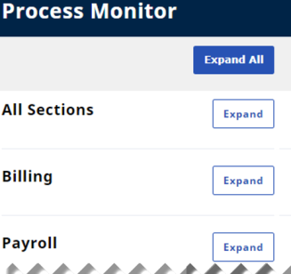 The Process Monitor page allows users to expand sections using the Expand buttons.