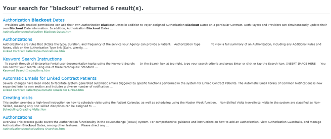 Search results