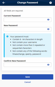Image of Change Password page