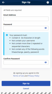 Image of Sign Up page