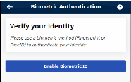 Image of Biometric Authentication request page