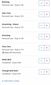 Partial image of Plan of Care Duties
