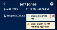 Partial image of Visit Details page showing Edit Visit Time icon (pencil) highlighted