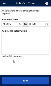 Image of Edit Visit Time page