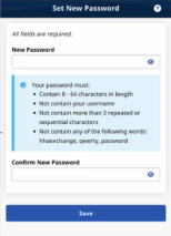 Set New Password page