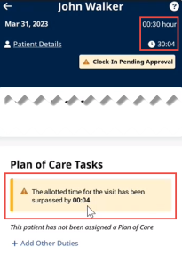 Partial image of Visit Details showing Daily Variable Visit Time Surpassed