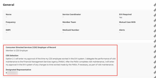 Texas CDS Options in Member Profile