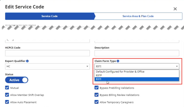Claim Form Type