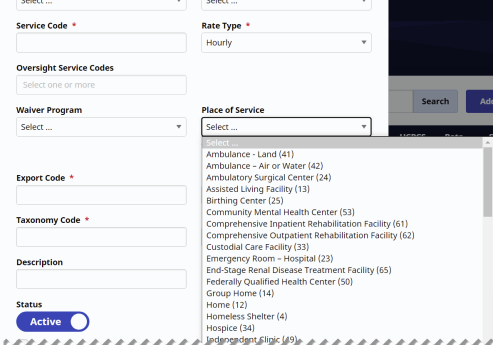 Billing Configuration Settings for Home Care Service Codes